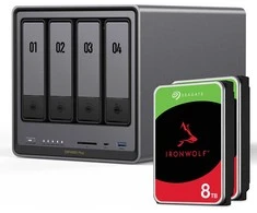 Serveris „UGREEN DXP4800 Plus“ 16 TB „Seagate IronWolf“ NAS rinkinys, įskaitant 2 x 8 TB „Seagate IronWolf“ 3,5 colio SATA kietuosius diskus