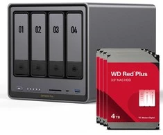 Serveris „UGREEN DXP4800 Plus 16TB WD Raudona Plus NAS“ rinkinys, NAS su 4 x 4 TB WD Raudona Plus 3,5 colio SATA kietaisiais diskais