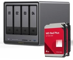 Serveris UGREEN DXP4800 Plus 8TB WD Raudona Plus NAS-Bundle NAS inkl. 2x 4TB WD Raudona Plus 3.5 col. SATA HDD