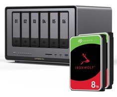 Serveris „UGREEN DXP6800 Pro 16TB Seagate IronWolf NAS“ rinkinys, įskaitant 2 x 8 TB „Seagate IronWolf“ 3,5 colio SATA kietuosius diskus