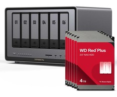 Serveris „UGREEN DXP6800 Pro 24TB WD Raudona Plus NAS“ rinkinys, NAS su 6 x 4 TB „Seagate IronWolf“ 3,5 colio SATA kietaisiais diskais