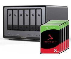 Serveris „UGREEN DXP6800 Pro 48TB Seagate IronWolf NAS“ rinkinys, NAS su 6 x 8 TB „Seagate IronWolf“ 3,5 colio SATA kietaisiais diskais