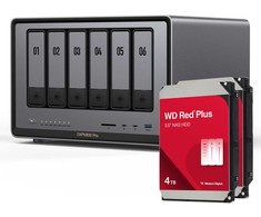Serveris UGREEN DXP6800 Pro 8TB WD Raudona Plus NAS-Bundle NAS inkl. 2x 4TB Seagate IronWolf 3.5 col. SATA HDD