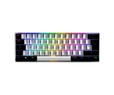 Sharkoon SKILLER SGK50 S4 žaidimų klaviatūra su raudonais jungikliais - 60% išdėstymas, raudoni hot-swap jungikliai, RGB apšvietimas, QWERTZ išdėstymas, baltas-juodas
