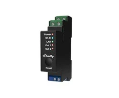 Shelly PRO 2PM išmanioji 2 kanalų relė su elektros sąnaudų matavimu valdoma Wifi LAN Bluetooth montuojama ant DIN bėgelio