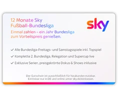 SKY Geschenkkarte "Fußball-Bundesliga" 12 Monate 349€