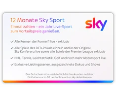 SKY Geschenkkarte "Sport" 12 Monate 249€