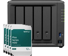 Serveris „Synology DS925+ 48TB Plus“ HDD NAS rinkinys, NAS su priedais. 4 x 12 TB „Synology Plus“ 3,5 colio SATA kietieji diskai