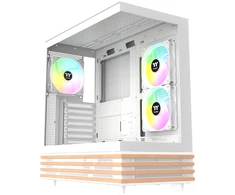 Thermaltake View 270 Plus WS ARGB , Tower-case - baltas/holz, Tempered Glass x 2, Holz-Struktur