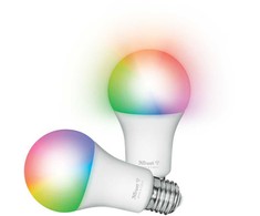 Trust E27 DUO-PACK LED RGBCW WI-FI Smarte WiFi LED-Lampe, baltas und farbig, Fassung E27, von Ihrem Išmanusis telefonas/Planšetė zu steuern