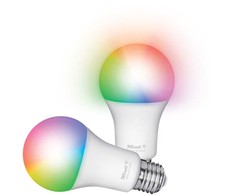Trust E27 DUO-PACK LED RGBCW WI-FI Smarte WiFi LED-Lampe, baltas und farbig, Fassung E27, von Ihrem Išmanusis telefonas/Planšetė zu steuern