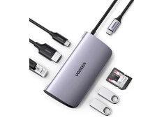 Adapteris UGREEN 7w1 CM212 USB-C PD Hub 100W, 2x USB-A 3.0, HDMI 4K/30Hz, SD/TF, RJ45