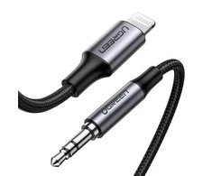 Ugreen kabelis AUX MFI Lightning garso laidas - 3,5 mm mini lizdas, 1 m pilkas (70509)