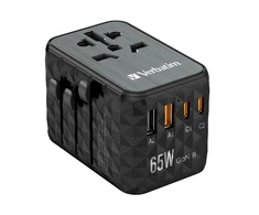 Verbatim kelioninis adapteris EU/UK/US GaN 2xUSB-A/2xUSB-C PD 65W UTA-05 juodas 32120