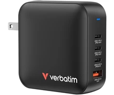 Laidinis įkroviklis Verbatim Mini GaN 165W 3xUSB-C PD/1x USB-A QC juodos spalvos 32216