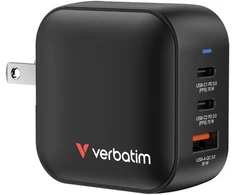 Laidinis įkroviklis Verbatim Mini GaN 70W 2xUSB-C PD/1x USB-A QC juodos spalvos 32229