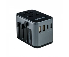 Verbatim Adapteris kelioninis EU/UK/US 2xUSB-A/2xUSB-C PD 30W UTA-03 juodos spalvos 49545