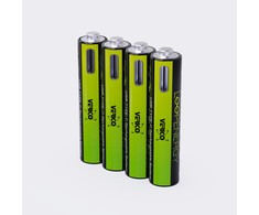 Verico LoopEnergy 4 pakuočių AAA įkraunamos baterijos, įkraunamos per USB-C