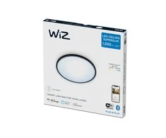 WiZ SuperSlim lubinis šviestuvas, apvalus, juodas, 16 W, derinamas baltas, Wi-Fi