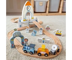 Tooky Toys Medinis traukinių rinkinys Tooky Toy, kosminė raketa