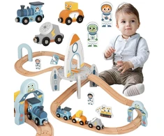 Tooky Toys Medinis traukinių rinkinys Tooky Toy, kosminė raketa