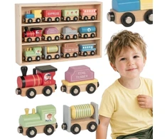 Tooky Toys Žaislas traukinys TOOKY TOY, magnetiniai vežimėliai
