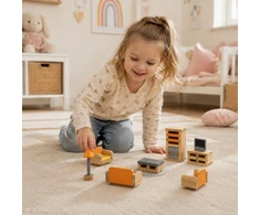 Viga Toys Baldų komplektas lėlių nameliui Viga, 5 kambariai