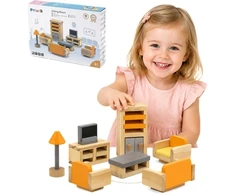 Viga Toys Baldų komplektas lėlių nameliui Viga, 5 kambariai