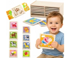 Viga Toys Dėlionė medinė Viga, 12 lentelių
