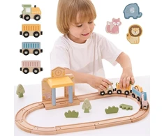 Viga Toys Medinis traukinių rinkinys PolarB, 30 dalių