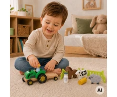 Viga Toys Žaislas su traktoriumi Viga, 11 elementų