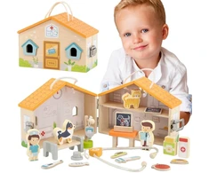Viga Toys Žaislas veterinarijos klinika Viga, su rankenomis