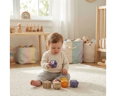 Žaislas sensorinės kaladėlės Woopie Baby, su išgaubtomis formomis