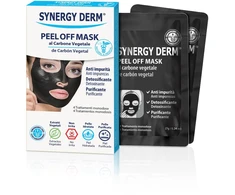 Juodoji plėvelinė kaukė giliam veido odos valymui, SYNERGY DERM nulupama kaukė / 4 x 7 g