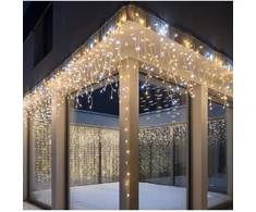 Girlianda-varvekliai su blykste 15m. 300LED šiltai balta