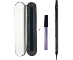 0.3 0.5 0.7 2.0 mm automatiniai pieštukai meniniam piešimui žemas svorio centras suspaudimo spyruoklė metalinis mechaninis pieštukas su dovanų dėžute (1 juoda 2.0 dovanų dėžutė)