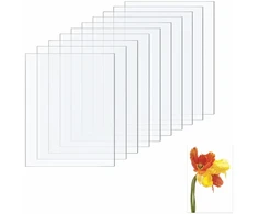 10 akrilo stiklo plastikinių plokščių pakuotė 10 x 15 cm, 1 mm skaidrios akrilo plokštės, akrilo lakštas, skaidri akrilo stiklo plokštė nuotraukų rėmeliams, projektų parodoms, tapybai, stalo stovui