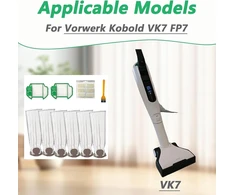 10 dalių priedų rinkinys Vorwerk Kobold Vk7 Fp7 dulkių siurbliui, atsarginės dalys: 6 dulkių maišeliai, 2 hepa filtrai, 1 kvapnusis tabletė, 1 valymo šepetys