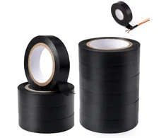 10 juostų juodos izoliacinės juostos rinkinys, 16 mm x 10 m, vandeniui atspari elektros izoliacinė juosta, lipni elektros izoliacinė juosta, pvc elektriko juosta, juoda, skirta kabelių apsaugai, surišimui ir taisymui
