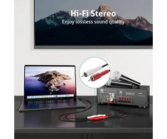 10 m rca jack kabelis, stereo audio kabelis, y kabelis, 2 x rca kištukas į 3.5 mm lizdą, rca kabelis, jungiamasis kabelis, rca kabelis, jungiamasis kabelis