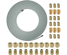 10 m stabdžių linija, 4,75 mm skersmens (3/16 colio) rinkinys su 6 vnt. 4,75 mm stabdžių linijos jungtimis, 10 vnt. M10 varžtais ir 10 vnt. M10 jungtimis stabdžių linijos flanšui Din/sae, variu dengtas plienas