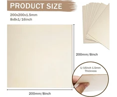 10 medinių plokščių amatams, 200x200x1.5 mm, faneros ruošiniai