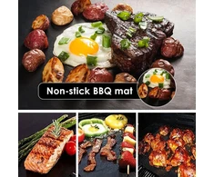10 vnt. bbq grilio kilimėlių rinkinys, apvalus nelipnus grilio kilimėlis, tefloninis, daugkartinio naudojimo, atsparus aukštai temperatūrai, kepimo ant grotelių kilimėliai, skersmuo 24 cm