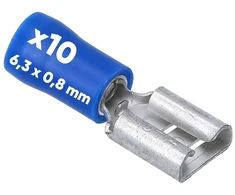 10 vnt. kalitec fhb638 plokštelinės jungtys mėlynos 6,3 x 0,8 kabelio jungtis i 1,5–2,5 mm² jungtis i iš dalies izoliuota i žalvaris i pvc mova i automobiliams ir pramonei