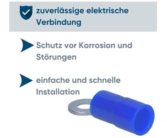 10 vnt. Kalitec Rksbm3 žiedinių kabelių antgalių rinkinys 1.5 - 2.5 mm² I iš dalies izoliuoti M3 mėlyni I variniai I Pvc apykaklė I skirti kabeliams ar laidams jungti I kabelių antgalis I kabelių jungtis I apsaugo elektros instaliaciją
