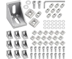 10 vnt. kampinių tvirtinimo medžiagų rinkinys, 90 laipsnių kampo jungtys, aliuminio profilis su priedais, skirtas tvirtinti 30 x 30 profilius, aliuminio 3d spausdintuvas, „pasidaryk pats“ projektai (6 griovelis)