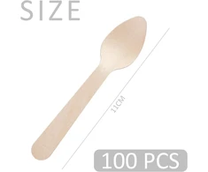 100 medinių šaukštelių rinkinys, mini šaukšteliai, mediniai desertiniai šaukšteliai, ledų kaušelis, biologiškai skaidūs mediniai šaukšteliai, aplinkai nekenksmingi mediniai šaukšteliai ledams, pyragui, žele, jogurtui