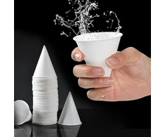 100 x balti popieriniai kūgio formos puodeliai 150 ml ledams, kokteiliams, vandeniui biure
