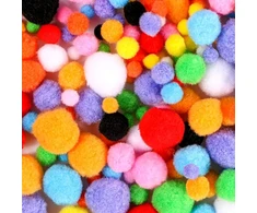 1000 vnt. pomponų rinkinys rankdarbiams - mini spalvingi pomponai 1–2,5 cm, pomponai rankdarbių gamybai, pomponų dekoracijos vakarėlių dekoravimui, pomponų kamuoliukai Velykoms, Kalėdoms, vaikams