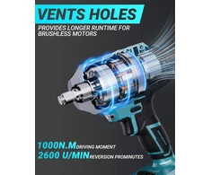 1000n.m akumuliatorinis smūginis veržliasukis 21 V 2 x 4.0 Ah akumuliatoriai bešepetinis smūginis veržliasukis 6 greičių transmisija 2600 Rpm rotacinis smūginis veržliasukis, elektrinis smūginis veržliasukis sunkvežimių automobilių padangų keitimui